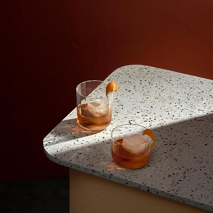 NUDE Whiskey Glasses Set of 2 – Neo 12.75 oz Lead-Free Crystal Rocks Glasses for Whisky, Scotch & Bourbon – Bevelled Edge, Flared Rim, Handmade Bar Tumblers Luxury Gift Set