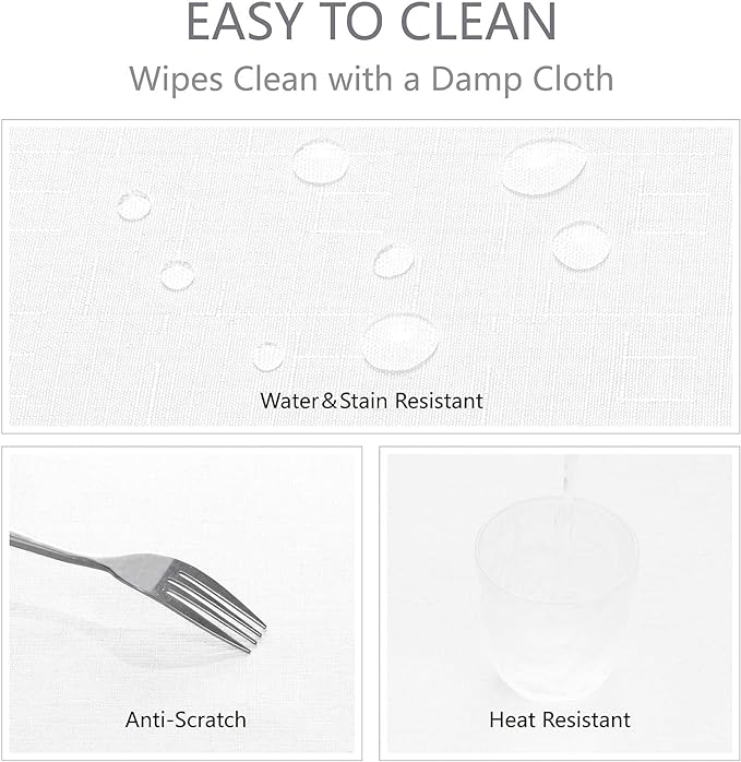 Rectangle 10 Feet Tablecloth 60x144 inch Linen Textured Table Cloth Stain and Wrinkle Resistant Washable Polyester, Decorative Table Cover Waterproof for Dining, Buffet and Camping, White
