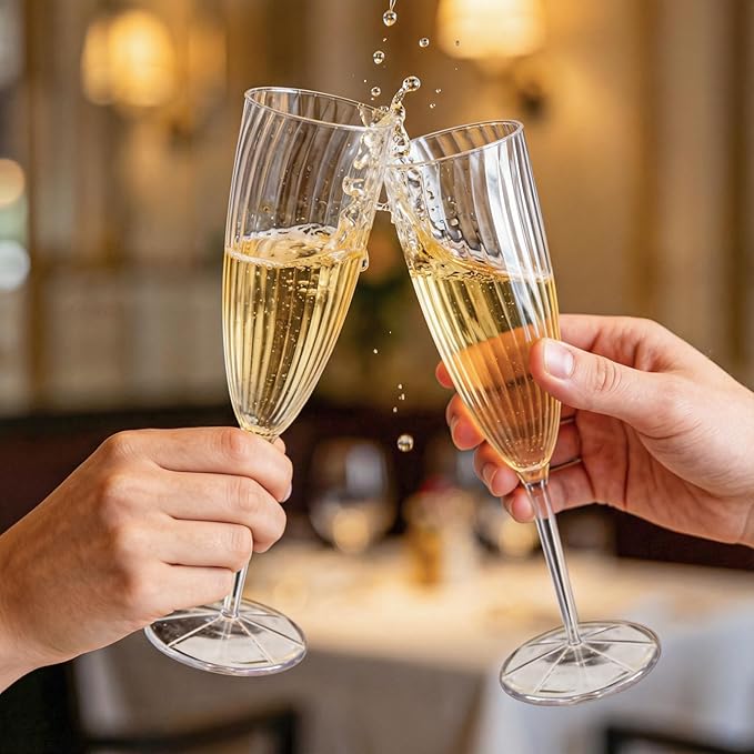 WDF 36PCS Clear Champagne Flutes Plastic - 6 OZ Clear Disposable Champagne Flutes Party Supplies for Wedding/Birthday/Parties