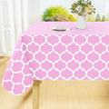 Smiry Rectangle Table Cloth, Waterproof Vinyl Tablecloth with Flannel Backing for Rectangle Tables, Wipeable Spillproof Plastic Tablecloths for Dining, Camping, Indoor and Outdoor, (60"x84", Pink)