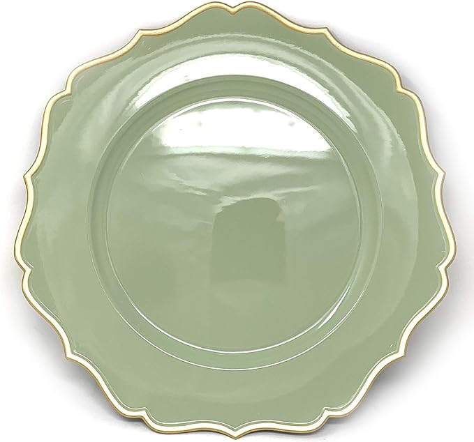 allgala 13-Inch 6-Pack Heavy Quality Round Charger Plates-Floral Sage-HD80346