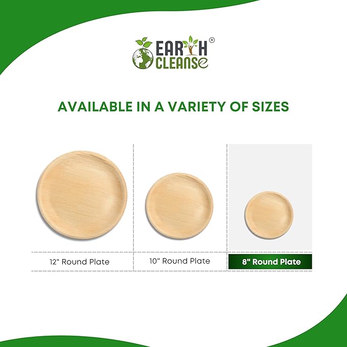 The Palm Dinnerware – Palm Plates 8 Inch Round (200 Count) | Compostable & Biodegradable | Like Bamboo Disposable Plates | Oven & Microwave Safe | USDA 100% Biobased
