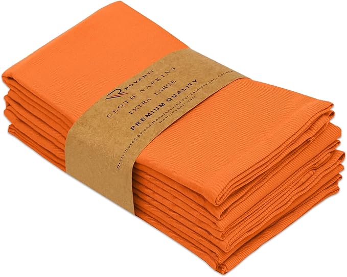 Ruvanti Cloth Napkins Set of 4, 18x18 Inches Napkins Cloth Washable, Soft, Durable, Absorbent, Cotton Blend. Table Dinner Napkins Cloth for Hotel, Lunch, Restaurant, Wedding Parties - Fall