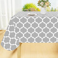 Smiry Rectangle Table Cloth, Waterproof Vinyl Tablecloth with Flannel Backing for Rectangle Tables, Wipeable Spillproof Plastic Tablecloths for Dining, Camping and Indoor (52"x70", Light Grey)
