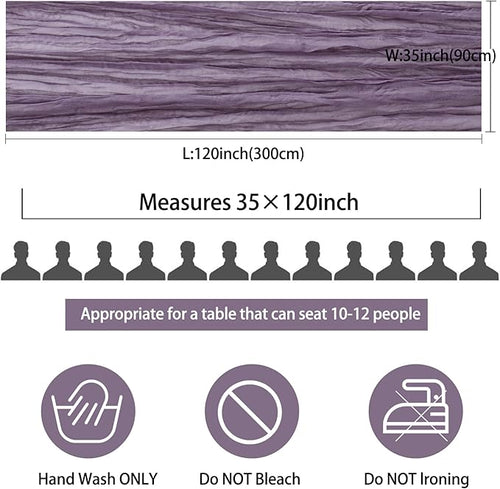 12 Pack 10Ft Cheesecloth Table Runner 35x120 Inch Boho Gauze Table Runner Rustic Cheese Cloth Long Romantic Table Runners for Wedding Bridal Shower Birthday Party Table Decor (Grape)