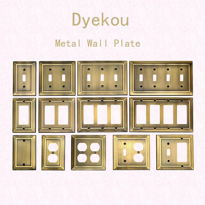 Metal Wall Plate for Electrical Outlets, Decorative Antique Brass Switch Plates Outlet Cover, Light Switch Cover Plate, 3-Gang Wall Plates (Triple Decoretor, 1 Pack)
