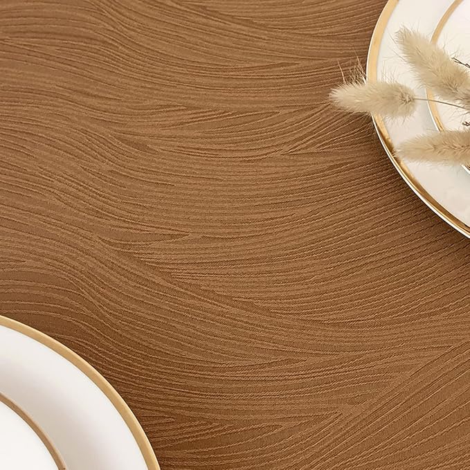 maxmill Jacquard Fall Tablecloth Swirl Design Spillproof Wrinkle Free Heavy Weight Soft Table Cloth for Harvest Thanksgiving Dinner Decorative Fabric Table Cover Square 60 x 60 Inch, Fall Leaf