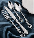 Silverware Set for 6 Stainless Steel Flatware Set Palace Style Hollow Relief Decoration 24 Piece Cutlery Utensils Include Knives Forks and Spoons Tableware Set for Home Kitchen Restaurant Party
