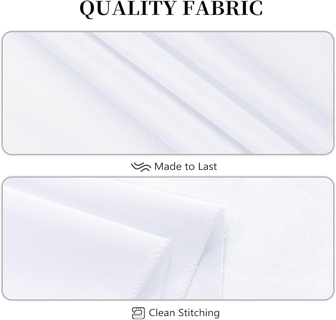 8 Pack White Tablecloth 90 x 156 Inch Rectangular Table Cloth for 8 Foot Rectangle Tables, Wrinkle Resistant Washable Polyester Fabric Table Covers for Wedding Party Banquet Buffet and Camping