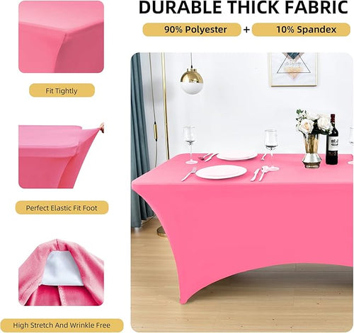 10-Pack 6ft Spandex Table Covers for Rectangle Standard Folding Tables - Wrinkle Resistant Stretch Tablecloths - Ultimate Fitted Table Protector for Parties, Banquet, Wedding