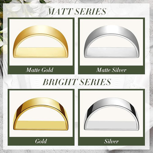 10 Pcs Stainless Steel Napkin Rings Metal Napkin Ring Holders Valentine's Day Modern Serviette Buckles Metallic Adornment for Spring Table Kitchen Dinner Party Wedding(Matte Silver Semicircle)