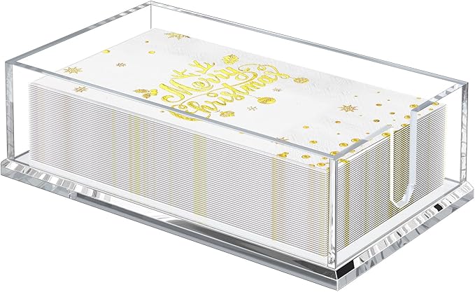 Transparent Acrylic Napkin Holder Clear Guest Paper Disposable Hand Towel Dispenser Tray Organizer For Table Home Kitchen Restaurant and Hotel Business