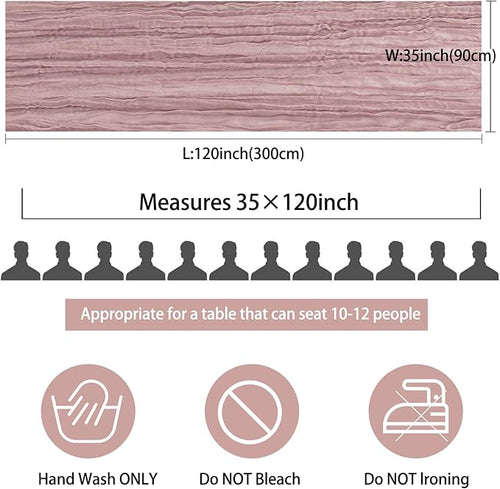 12 Pack 10Ft Cheesecloth Table Runner 35x120 Inch Boho Gauze Rustic Cheese Cloth Long Romantic Table Runner for Wedding Bridal Shower Birthday Party Table Decor (Dusty Pink)
