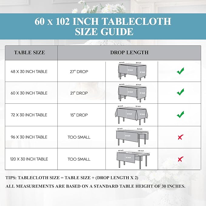 VidaFete Tablecloth 60 * 102inch 2pack Rectangle Table Cloth Polyester, Stain Wrinkle Resistant Dining Table Cover for Kitchen Dinning Party Wedding Rectangular Tabletop Buffet Decoration(Black)