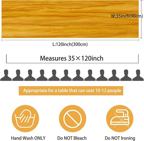 12 Pack 10Ft Cheesecloth Table Runner 35x120 Inch Boho Gauze Table Runner Rustic Cheese Cloth Long Romantic Table Runners for Wedding Bridal Shower Birthday Party Table Decor (Mustard)