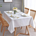 maxmill Jacquard Table Cloth Swirl Pattern Spillproof Wrinkle Resistant Heavy Weight Soft Tablecloth for Kitchen Dinning Tabletop Decoration Outdoor Picnic Rectangle 52 x 70 Inch White