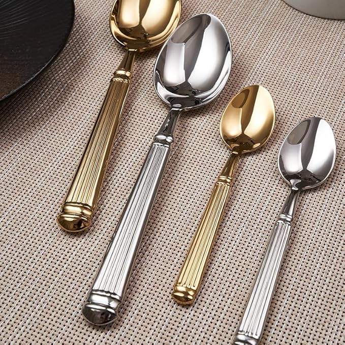 Silverware Set for 10 Flatware Set 40 Pieces Elegance Luxury Tableware Set Roman Column Handle Knives and Forks spoons 18/10 Stainless Steel Cutlery Utensil Sets for Home Restaurant Dishwasher Safe