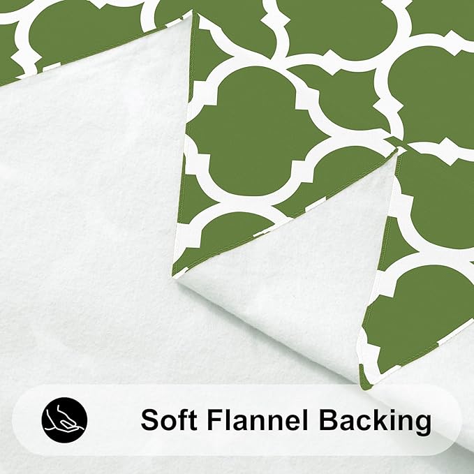 Smiry Rectangle Table Cloth, Waterproof Vinyl Tablecloth with Flannel Backing for Rectangle Tables, Wipeable Spillproof Plastic Tablecloths for Dining, Camping, Indoor and Outdoor (60"x102", Green)