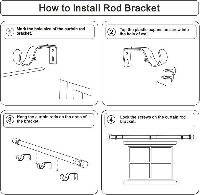 Curtain Rods for Windows 16 to 144 Inches Adjustable Length 1 Inch Diameter Window Curtain Rod with Aluminium End Cap, Brushed Nickel