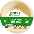 5" Areca Palm Leaf Round Bowls Compostable Biodegradable Eco-Friendly Bowls Natural Disposable Bowls, Perfect for Picnic Catering, Dessert, and Wedding (Pack of 25)