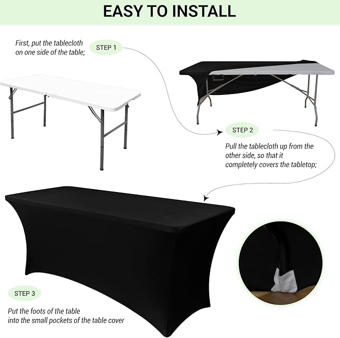 Obstal 6 Pack Stretch Spandex Table Covers for 6 Foot Tables - 6 FT Rectangular Fitted Tablecloth Protector for Wedding, Banquet, Party (Sage Green, 72'' Length x 30'' Width x 30'' Height)
