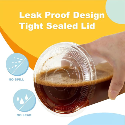 12 oz 100 Pack Disposable Clear Plastic Cups with Lids and Straws, Food Safe Bulk Iced Coffee Cups for Smoothies, Milkshakes and Other Cold Drinks