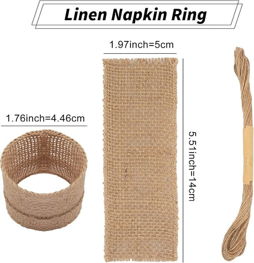 100pcs Burlap Napkin Rings with Wired Edge Disposable Napkin Rings Napkin Bands for Country Wedding Decorations Party Dinner Table Decorations