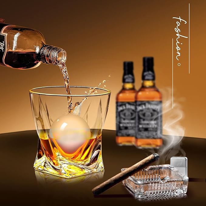 Crystal Whiskey Glass Set of 3 - Old Fashioned Bourbon Glasses, Perfect for Scotch and Cocktails (Style 2,3pcs)