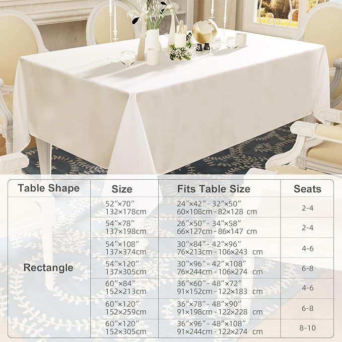 Smiry 4 Pack Rectangle Table Cloth, Waterproof Anti-Scratch Polyester Tablecloth, Decorative Washable Fabric Table Cover for Dining, Buffet, Parties and Outdoor, 52x70, Beige