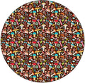 Round Tablecloth, Mushrooms Tablecloth for Side Table, Attractive Various Cartoon Leaves and Mushrooms Graphic, Fit Round Tables 44inch Diameter, for Dining Room/Party/Banquet Decoration, Brown