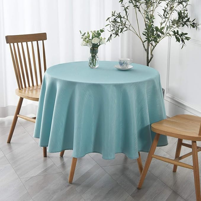 maxmill Jacquard Round Table Cloth Swirl Design Waterproof Antiwrinkle Spillproof Heavy Weight Soft Tablecloth for Circular Table Cover and Kitchen Dinning Tabletop Round 70 Inch Turquoise