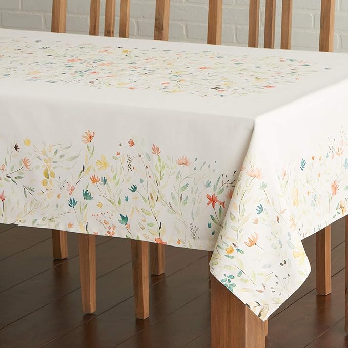 Maison d' Hermine Table Cloth Square Table 100% Cotton 54 x 54 Inches Tablecloth Reusable Decorative Everyday Use for Dining Room, Farmhouse, Home, Party, Festive & Wedding Spring Summer - Colmar