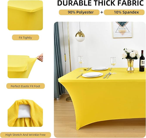 10-Pack 6ft Spandex Table Covers for Rectangle Standard Folding Tables - Wrinkle Resistant Stretch Tablecloths - Ultimate Fitted Table Protector for Parties, Banquet, Wedding