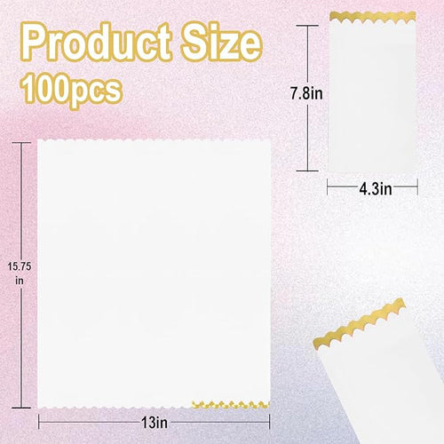 100 pack Green mix Cocktail Napkins with Gold Foil Accents Scalloped Edges 4 x 8 inch Beverage Disposable Napkin Party Decoration Wedding Bridal and Baby Shower Dinner Lunch Supplies (Pink Mix)