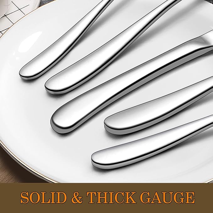 23-Piece Heavy Duty Silverware Set for 4, LIANYU Stainless Steel Flatware Set with Serving Utensils, Thick Cutlery Eating Utensils Include Fork Knife Spoon, Mirror Finished, Dishwasher Safe