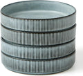 famiware Star 7.5" Pasta Bowls Set, Salad Bowl Set of 4, Double Reactive Glaze, Stackable, Ideal for Your Friend for Housewarming, Festivals, Smoky Blue