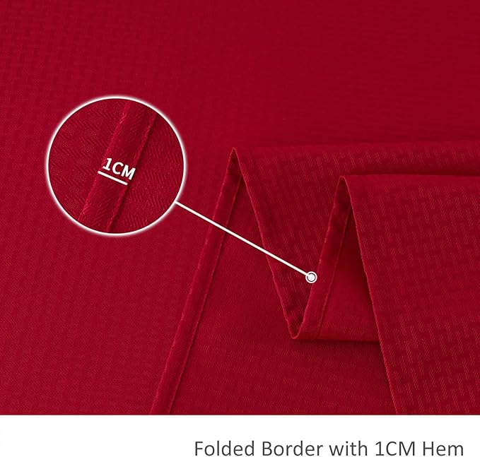 maxmill Square Tablecloth Water Resistance Antiwrinkle Spill Proof Weaved Texture Pattern Table Cloth, Christmas Decorative Fabric Table Cover for Parties, Holiday Dinner, 70 x 70 Inch, Red
