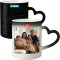 Custom Color Changing Mug,Personalized Photo Logo Text Print,Hidden Image Shows with Hot Drinks,Heart Shaped Handle Ceramic Coffee Cup,Home Office,for Valentine's Day (Black Starry)