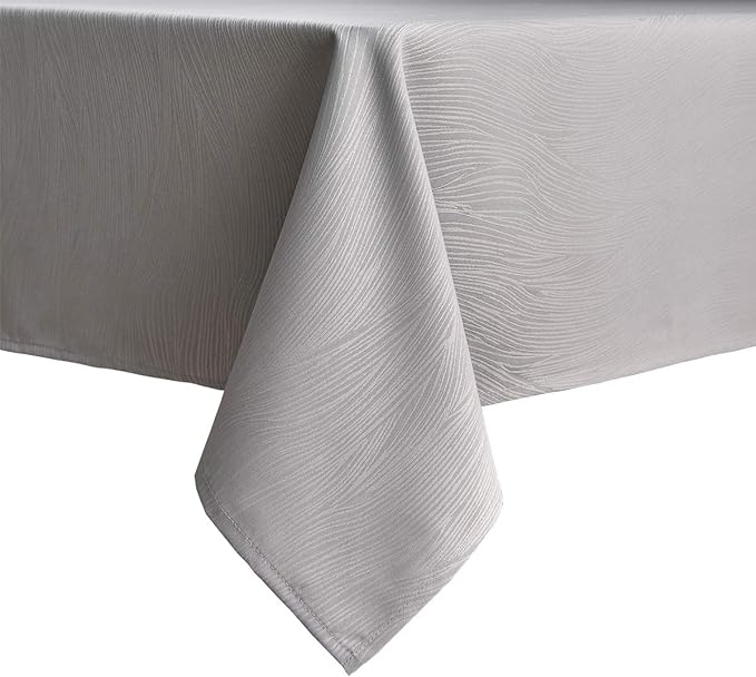 maxmill Square Tablecloth Swirl Design Water Resistance Antiwrinkle Heavy Weight Soft Table Cloth for Buffet Banquet Parties Event Holiday Dinner Square 52 x 52 Inch Light Grey