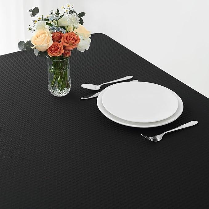 maxmill Square Jacquard Tablecloth Waterproof Spillproof Wrinkle Resistant Soft Weaved Design Table Cloth for Dinner and Party Washable Fabric Cover, Indoor and Outdoor Use, 60 x 60 Inch, Black