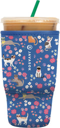 Sok It JavaSok Iced Coffee & Cold Soda Insulated Neoprene Cup Sleeve (Purr-fection, Large: 30-32oz)
