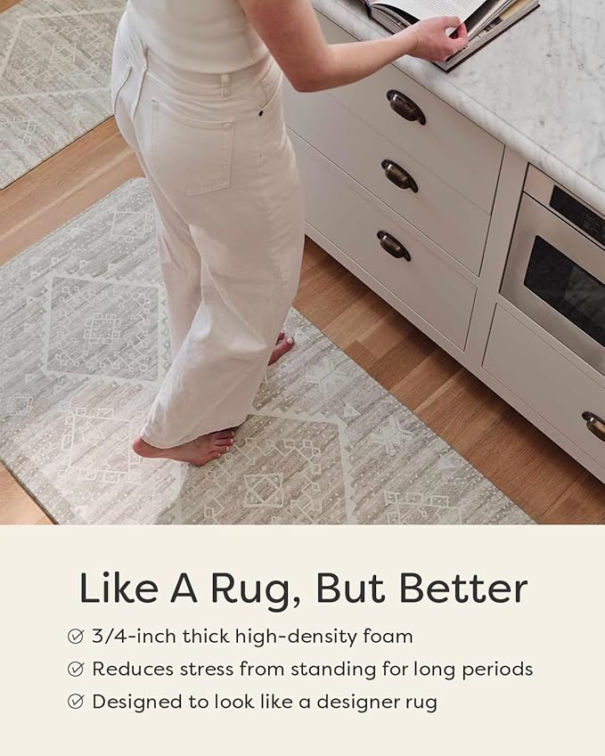 House of Noa Nama Standing Mat – Anti-Fatigue Cushioned Kitchen Mats for Floor | Ergonomic Bounce-Back Foam Kitchen Mats | Anti-Fatigue Mats for Kitchen & Standing | Reese Terracotta | 30" x 108"