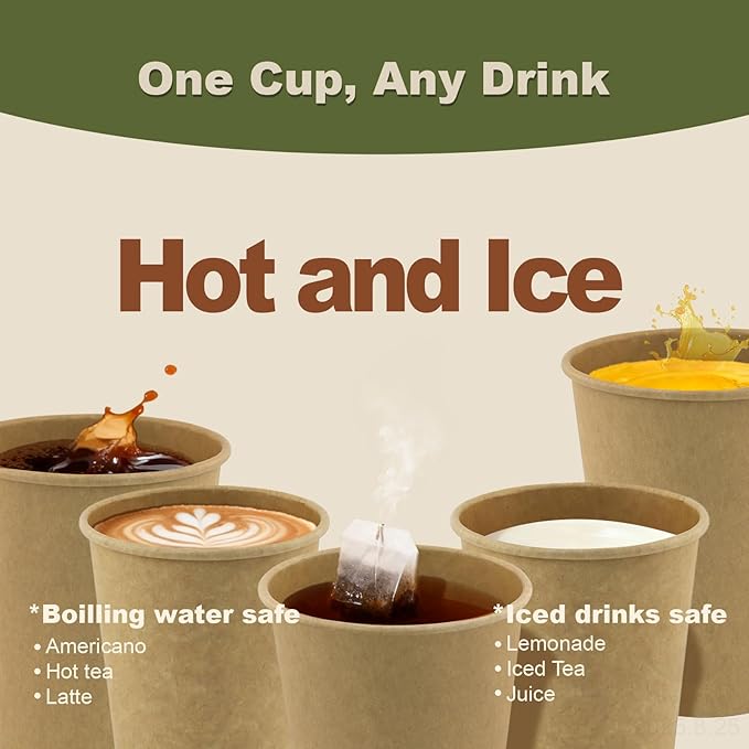 5 oz 300 Pack Disposable Coffee Cups, Bulk Brown Disposable Paper Cups, Coffee Cups for Hot Tea, Chocolate and Cold Drinks