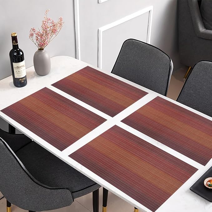 PIGCHCY Placemats Set of 8 Washable Durable Placemat Vinyl Heat Resistant Non-Slip Table Mats Indoor Outdoor (Scarlet Red)