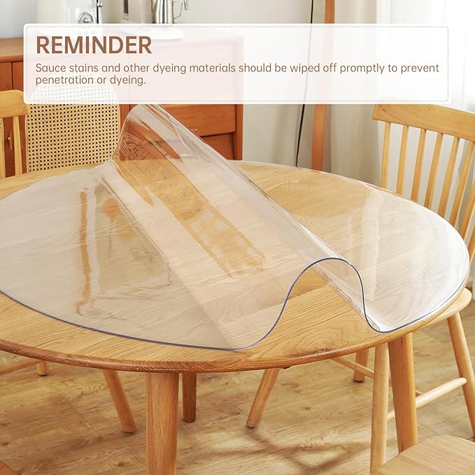Warmstar Clear Table Protector 2mm Thick, Dia.41 Inch Round Clear Table Cover Protector, Plastic Table Cover, Clear Desk Mat Desk Pad, Desk Protector Mat for Coffee Table, Writing Desk, Dining Room