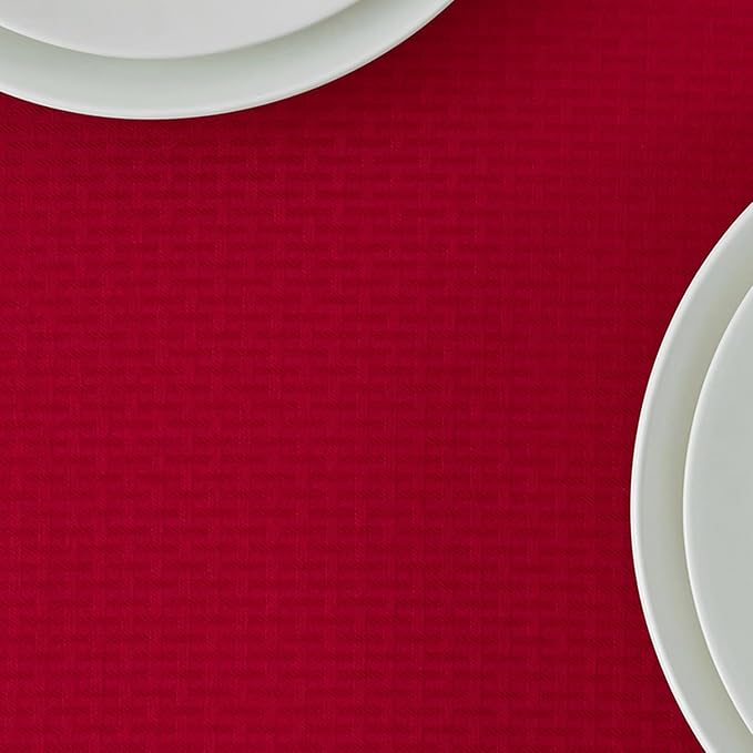 maxmill Weaved Texture Tablecloth Water Resistance Antiwrinkle Spillproof Soft Washable Christmas Table Cloth for Dining Room, Banquet Parties Holiday Dinner, Rectangle 60 x 108 Inch, Red