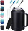 32 oz Insulated Coffee Mug Tumbler - w/ Handle, 2-in-1 Straw & Chug Lid, Silicone Boot, Double Wall Vacuum Insulated Tumblers Cups 32oz, Leak Proof Stainless Steel Water Bottle Work Home Travel Mugs
