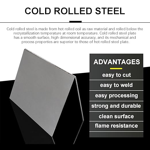 TEN-HIGH 2 Pack 14 Gauge Mild Steel Sheet Metal Plate 12 x 24 Inch Cold Rolled Steel Plate for Professional Industrial Use and DIY Projects - Smooth Surface, Easy to Form and Weld