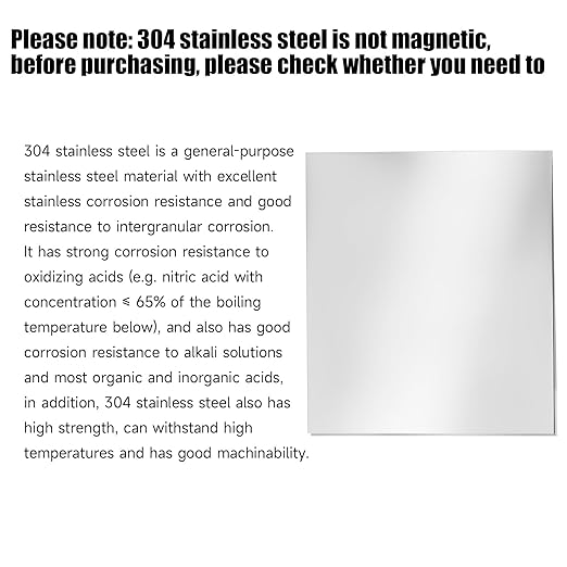 304 Stainless Steel Sheet - 12" X 8" X 1/16" Thin Stainless Steel Plate 1/16 Inch Thickness with Protective Film Metal Sheets Shim Stock for Kitchen DIY Crafting etc. (305 x 203 x 1.6 mm)