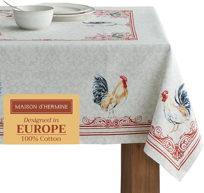 Maison d' Hermine Table Cloth Rectangle Table 100% Cotton 70 x 120 Inches Tablecloth Reusable Decorative for Dining Room Farmhouse Home Valentines Day Decorations Spring Summer - Campagne